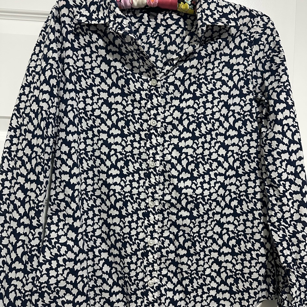 Banana Republic Navy and White Blouse